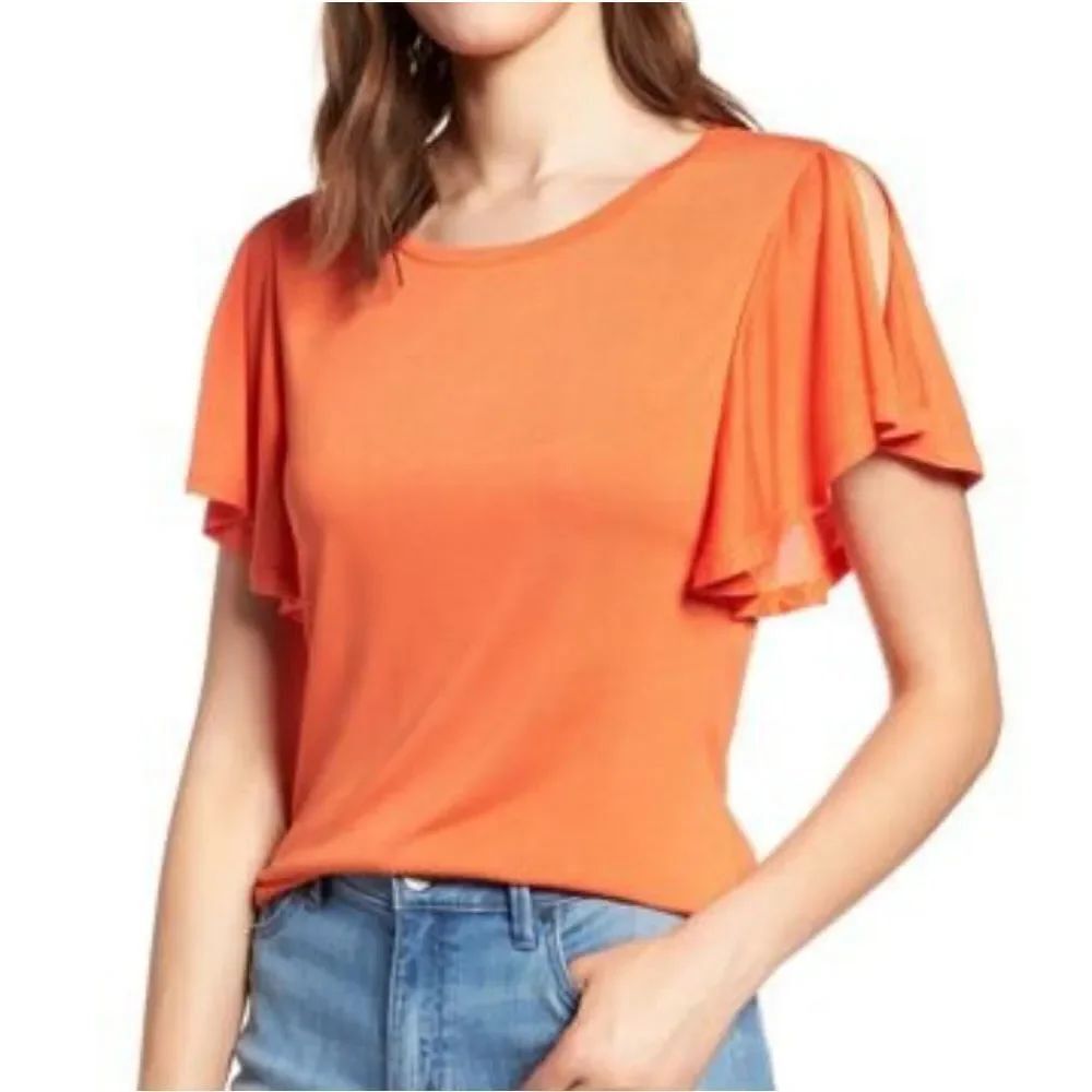 Halogen Slit Sleeve Tee sz Small in Orange
